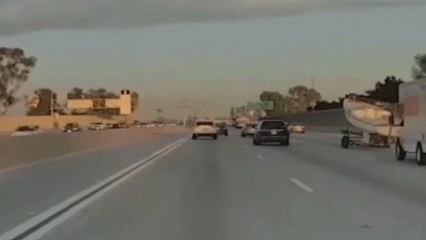 Runaway boat flies across California highway missing cars in Bellflower